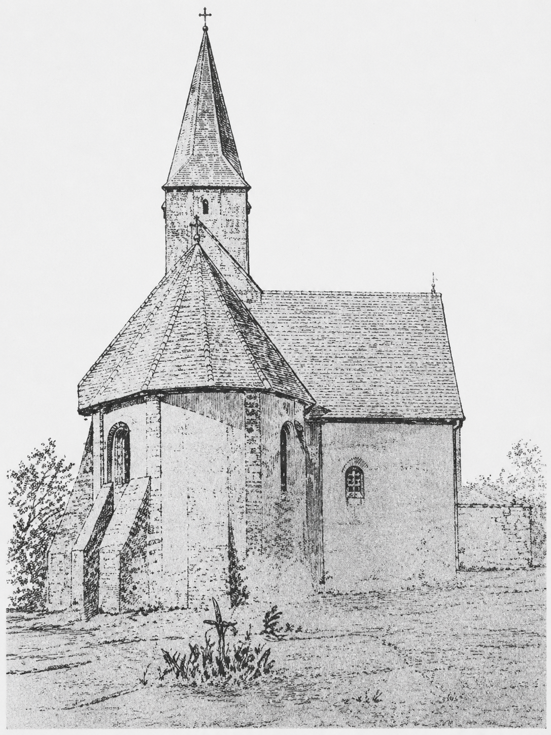 Die alte Pfarrkirche von Büsdorf, 1894 abgebrochen