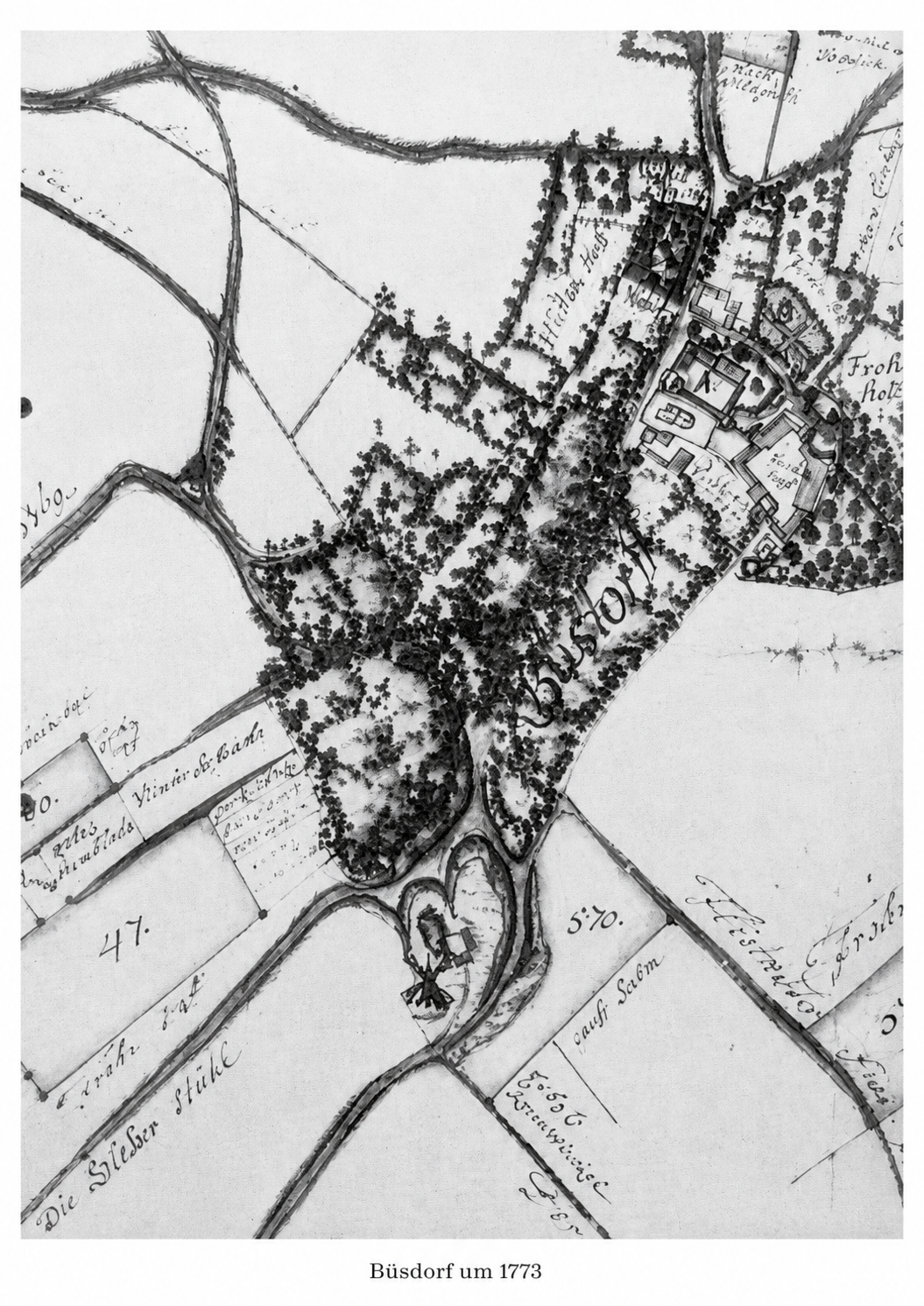 Büsdorf um 1773 – historische Karte
